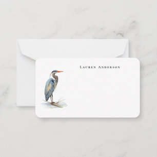 Watercolor Great Blue Heron bird  Little  Card