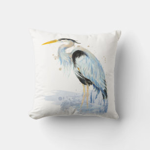 Watercolor Great Blue Heron Bird nature wildlife Throw Pillow