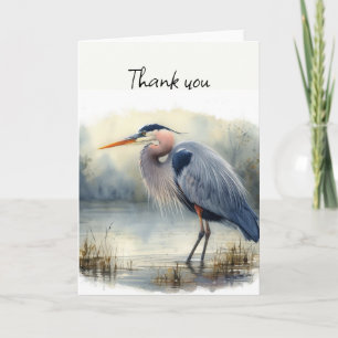 Watercolor Great Blue Heron Bird Wildlife Nature Card