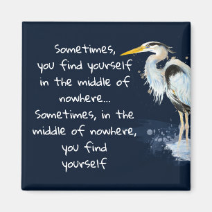 Watercolor Great Blue Heron Inspirational Quote Magnet