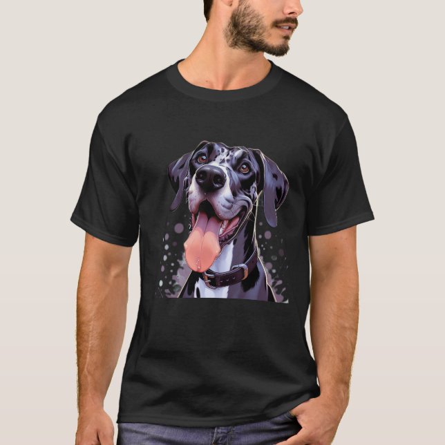 Watercolor Great Dane  Fun Dog Pet Animal T-Shirt (Front)