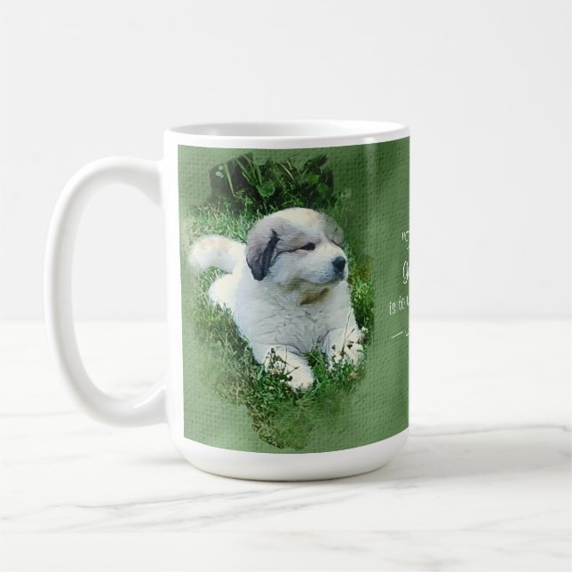 Watercolor Great Pyrenees Puppy - Relaxing 2 Coffee Mug (Left)