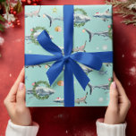 Watercolor Great White Shark Reef Christmas Wrapping Paper<br><div class="desc">This design may be personalized by choosing the customize further option. You may also transfer onto other items. Contact me at colorflowcreations@gmail.com or use the chat option at the top of the page if you wish to have this design on another product or need assistance. See more of my designs...</div>