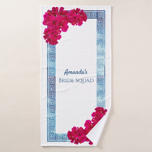 Watercolor Grecian Elegance + Pink Bride Squad Bath Towel (Bath Towel)
