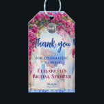 Watercolor Greek Italian Pink Flowers Blue Tiles  Gift Tags<br><div class="desc">Watercolor-painted Greek island Mamma Mia-themed party design with magenta pink bougainvillea flowers and blue Mediterranean tiles.</div>