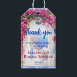 Watercolor Greek Italian Pink Flowers Blue Tiles  Gift Tags<br><div class="desc">Watercolor-painted Greek island Mamma Mia-themed party design with magenta pink bougainvillea flowers and blue Mediterranean tiles.</div>