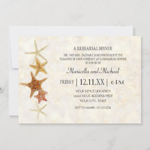 Watercolor Greek Key PatternStarfish Beach Wedding Invitation