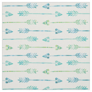 Watercolor Green and Blue Arrows Fabric