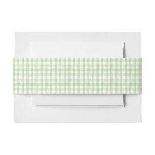 Watercolor Green and White Gingham Invitation Belly Band