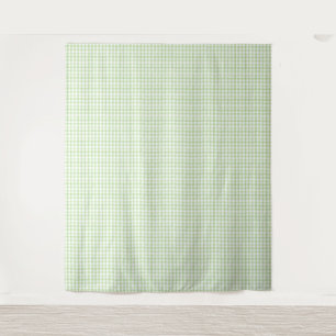 Watercolor Green and White Gingham Tapestry