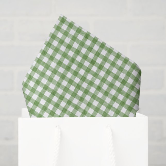 Watercolor Green and White Gingham Tissue Paper (Gift Bag)