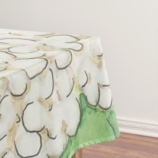 Watercolor Green and White Gingham Wedding Tablecloth (In Situ)