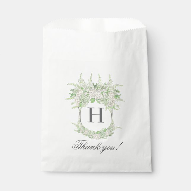 Watercolor Green and White Hydrangea Crest Favour Bag (Front)