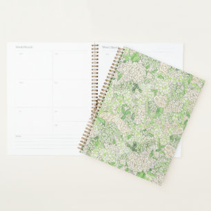 Watercolor Green and White Hydrangea Crest Wedding Planner