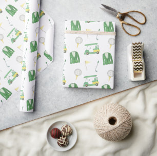 Watercolor Green and Yellow Golf Tournament  Wrapping Paper
