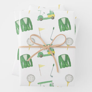 Watercolor Green and Yellow Golf Tournament  Wrapping Paper Sheet