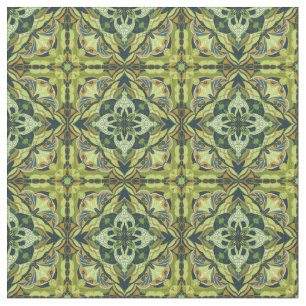 Watercolor Green Azulejo Spanish Tile Fabric