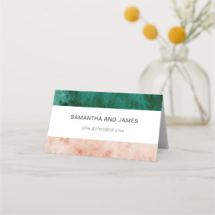 Watercolor Green Blush Pink Formal Wedding Place Card