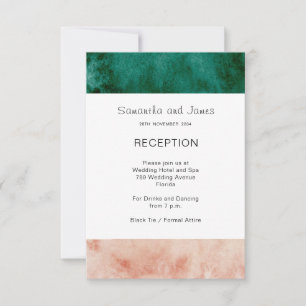 Watercolor Green Blush Pink Wedding Reception Invitation