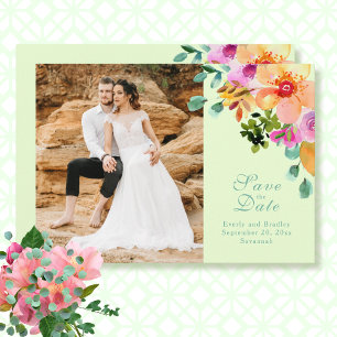 Watercolor Green Boho Floral Bold Spring Summer  Invitation