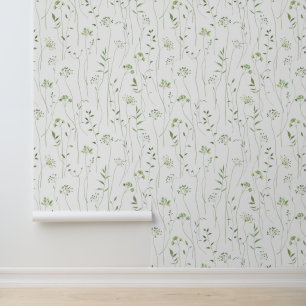 Watercolor Green Branches Leaves Botanical Garden  Wallpaper