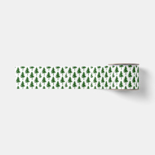 Watercolor Green Christmas Tree Satin Ribbon