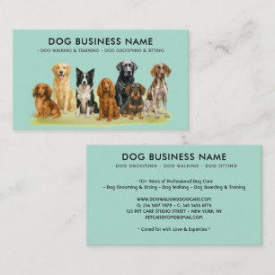 Watercolor Green Dog Grooming Sitting Training Business Card