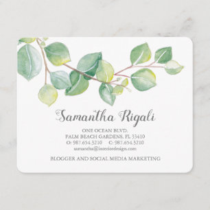 Watercolor Green Eucalyptus Business Card
