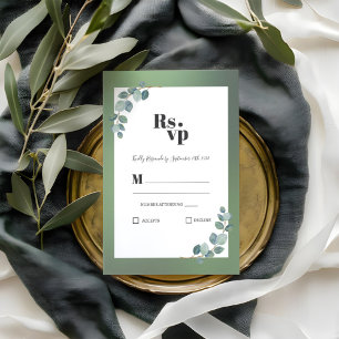 Watercolor Green Eucalyptus RSVP Card