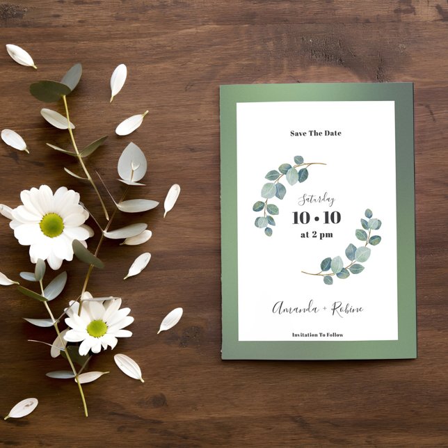 Watercolor Green Eucalyptus Save The Date (Creator Uploaded)