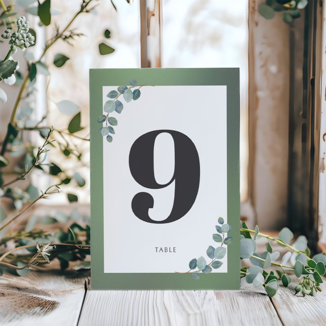 Watercolor Green Eucalyptus Table Number (Creator Uploaded)