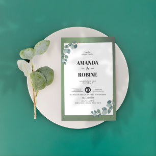 Watercolor Green Eucalyptus Wedding  Invitation