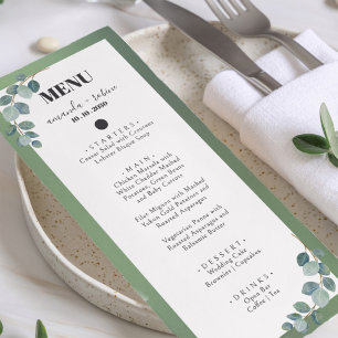 Watercolor Green Eucalyptus Wedding Menu