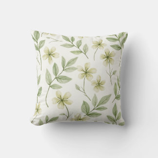 Watercolor green floral pattern  throw pillow