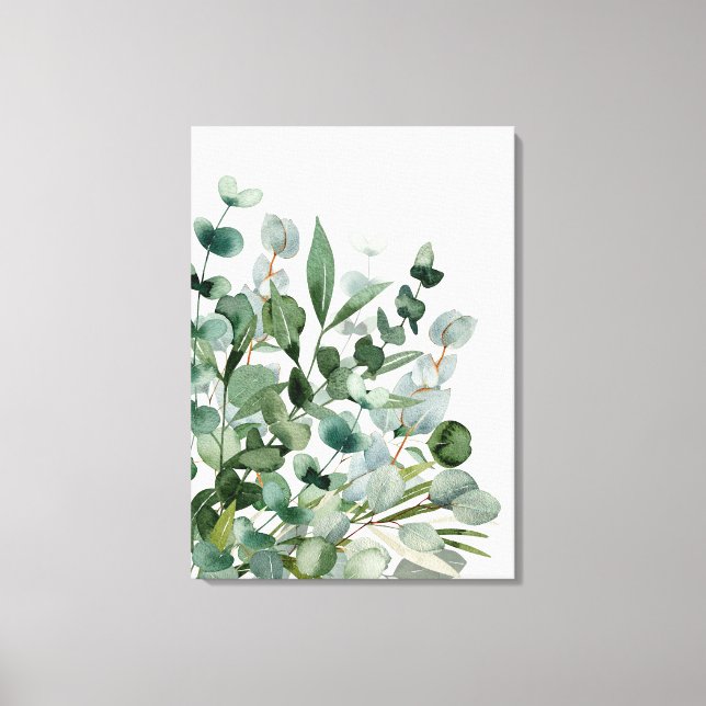 Watercolor Green Foliage Greenery Leaves Canvas Print (Front)