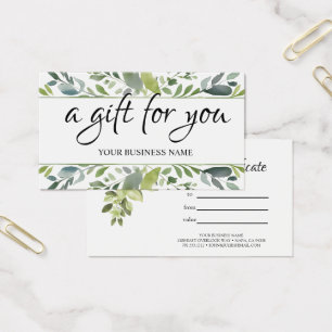 Watercolor Green Foliage Salon gift certificate