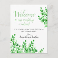 Watercolor Green Foliage | Welcome to our Wedding