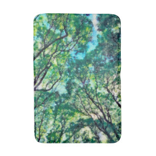 Watercolor Green Forest Bath Mat