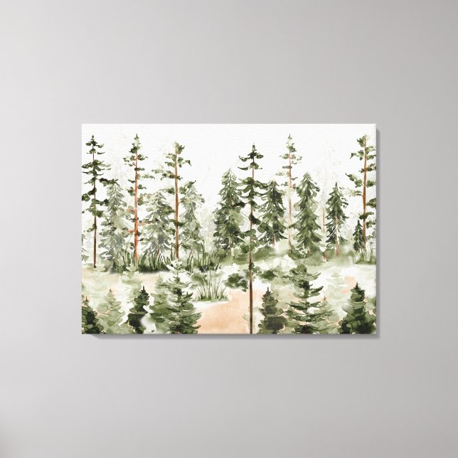 Watercolor Green Forest Canvas Print (Front)