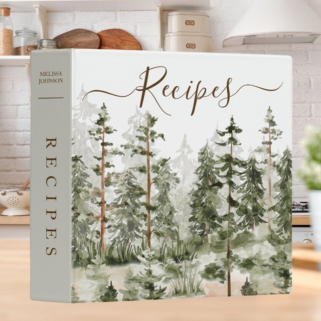 Watercolor Green Forest Cookbook Recipe Binder (In situ Kitchen)