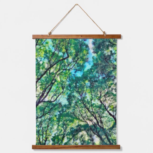 Watercolor Green Forest Hanging Tapestry (Front)