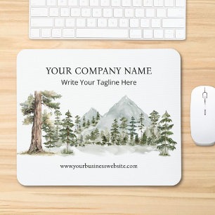 Watercolor Green Forest Nature Outdoor Business Mouse Pad