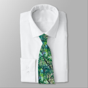 Watercolor Green Forest Pattern Tie