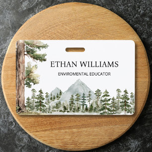 Watercolor Green Forest Personalized Badge