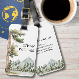 Watercolor Green Forest Personalized Luggage Tag