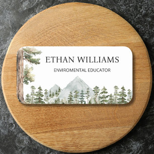 Watercolor Green Forest Personalized  Name Tag