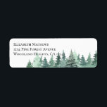 Watercolor Green Forest Return Address<br><div class="desc">Return address label with watercolor forest scene of green pine trees. The template is set up for you to add your name and address in elegant uppercase typography.</div>
