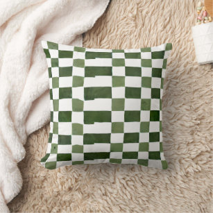 Watercolor green geometric pattern throw pillow