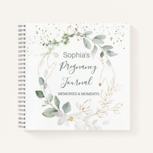 Watercolor Green Gold Foliage Pregnancy Journal