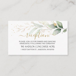 Watercolor green & gold foliage Reception Enclosure Card